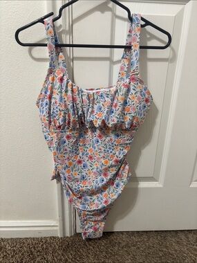 Girls Floral One-Piece Swimsuit - Pink/Blue Floral